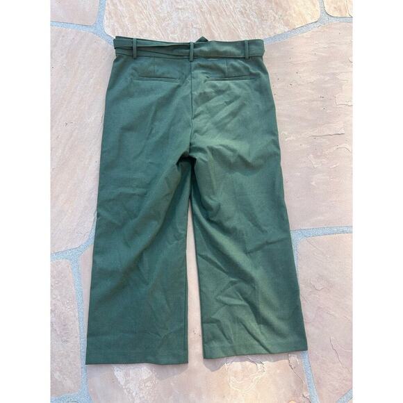 Loft Stretch Cropped Pants Size 10 Green Belted Ankle - Picture 3 of 3